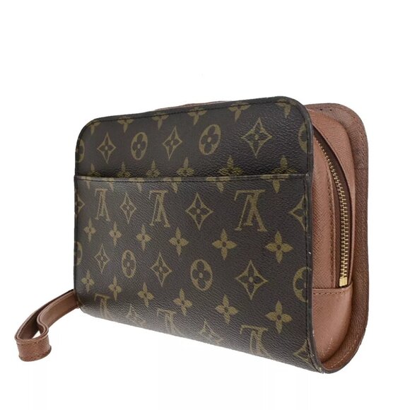 LOUIS VUITTON Orsay Clutch Hand Bag Monogram Leather Brown France - Picture 4 of 14